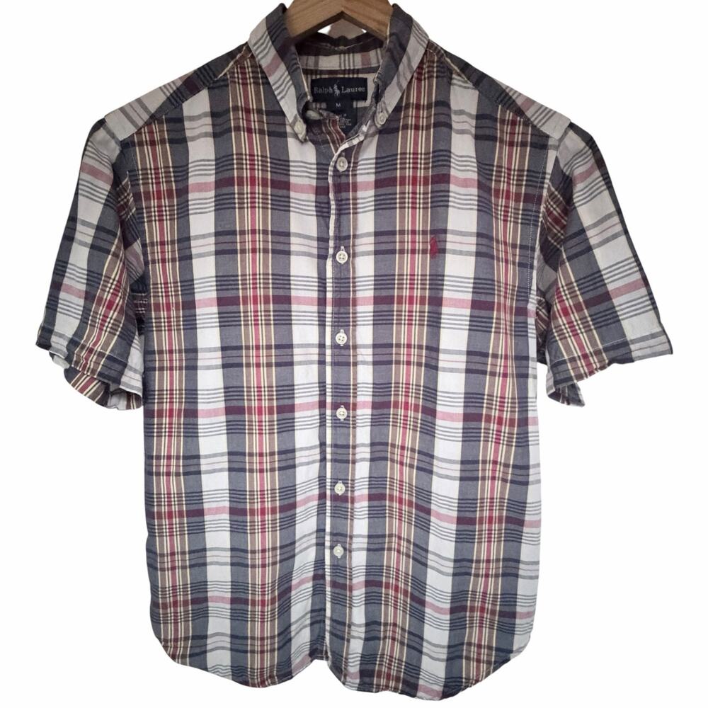 Polo Ralph Lauren Boys Plaid Button Down Shirt Youth Medium
